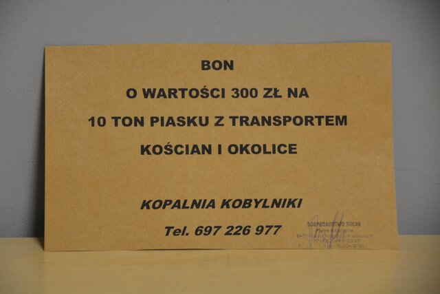 Bon o wartości 300 zł na 10 ton piasku od Gospodarstwo Rolne Piątek Katarzyna